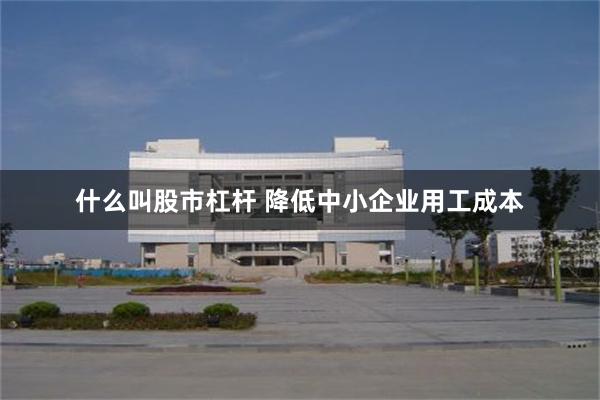 什么叫股市杠杆 降低中小企业用工成本